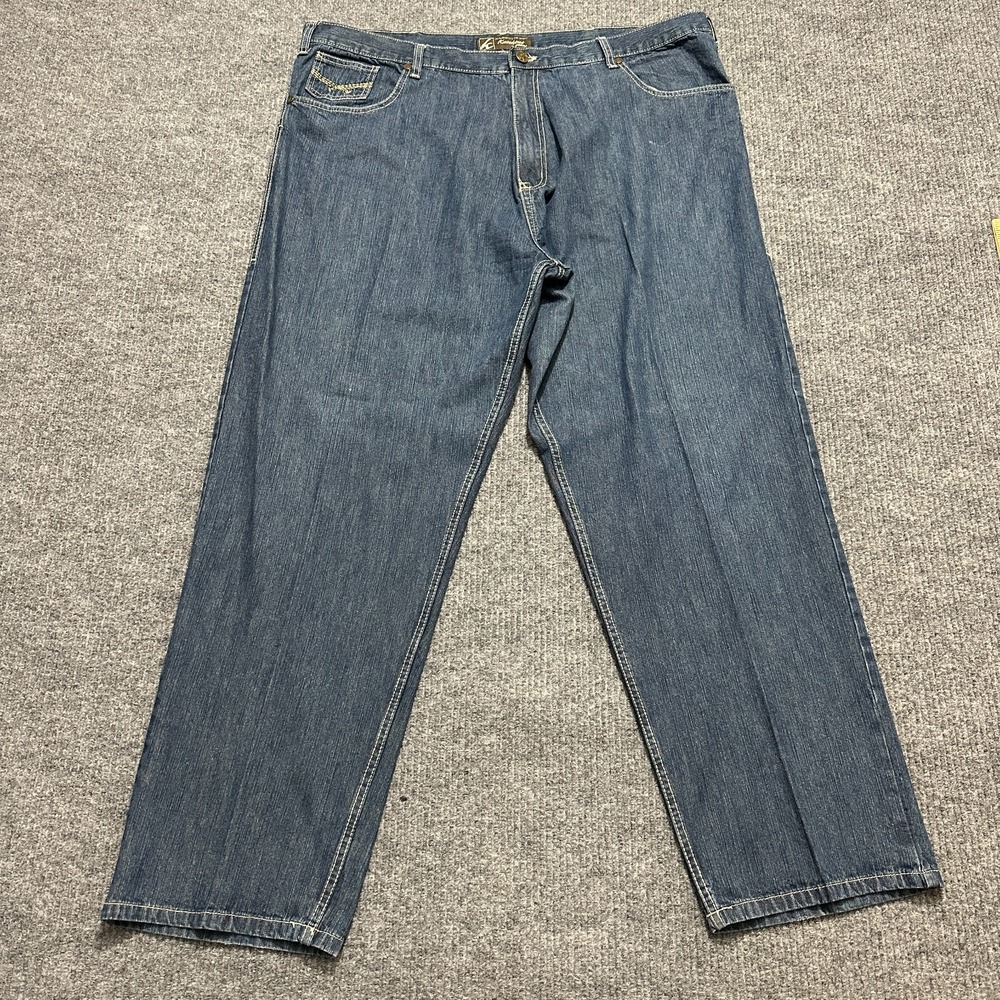 Knockout Jeans Mens Straight Leg 46x34 Blue Denim 100% Cotton East Fit High Rise